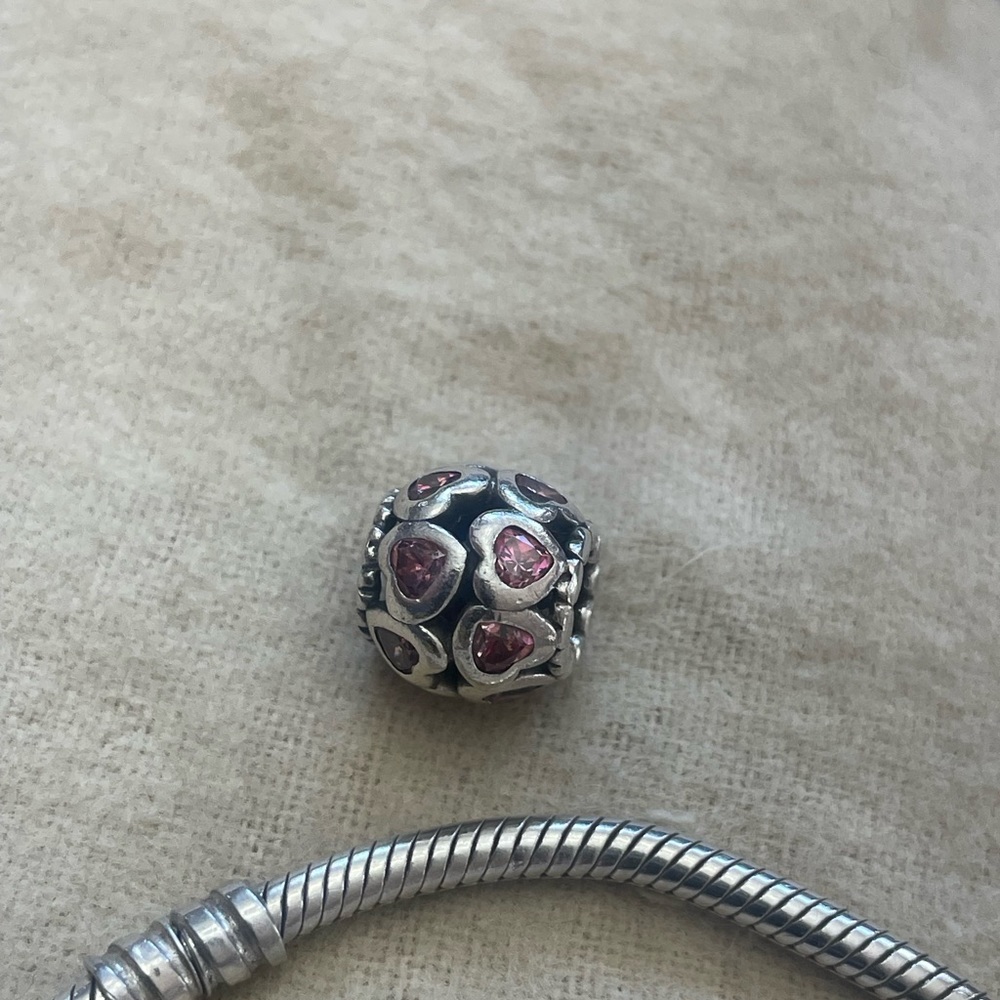 Pandora charm hearts pink stones